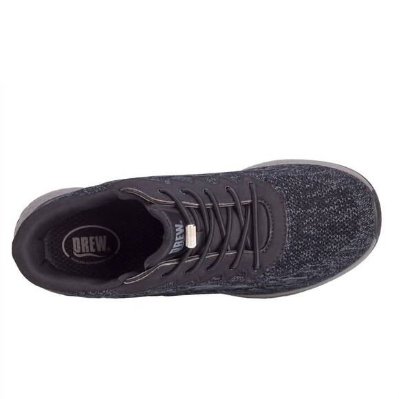 NEW DREW men's explore slip on sneakers in black mesh combo